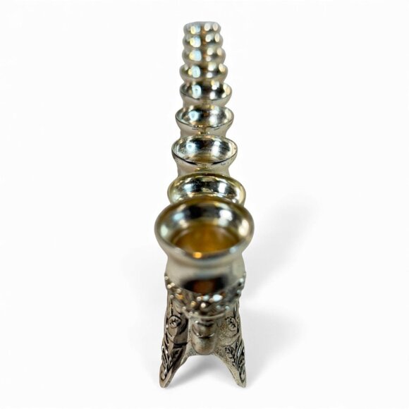 Silver Plated Legacy Menorah With Intricate Floral & Symbolic Design For Hanukka - Picture 4 of 6